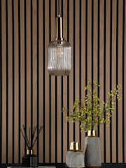 Dar Lighting Champagne Ribbed Glass Easy Fit Sawyer Pendant Light - Image 2 of 4