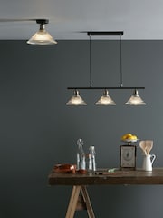 Dar Lighting Antique Brass Ribbed Glass Boyd Flush Fitting Ceiling Light - Image 1 of 6