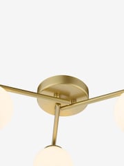 Dar Lighting Satin Gold Opal Glass Orlena 3lt Flush Light - Image 6 of 7
