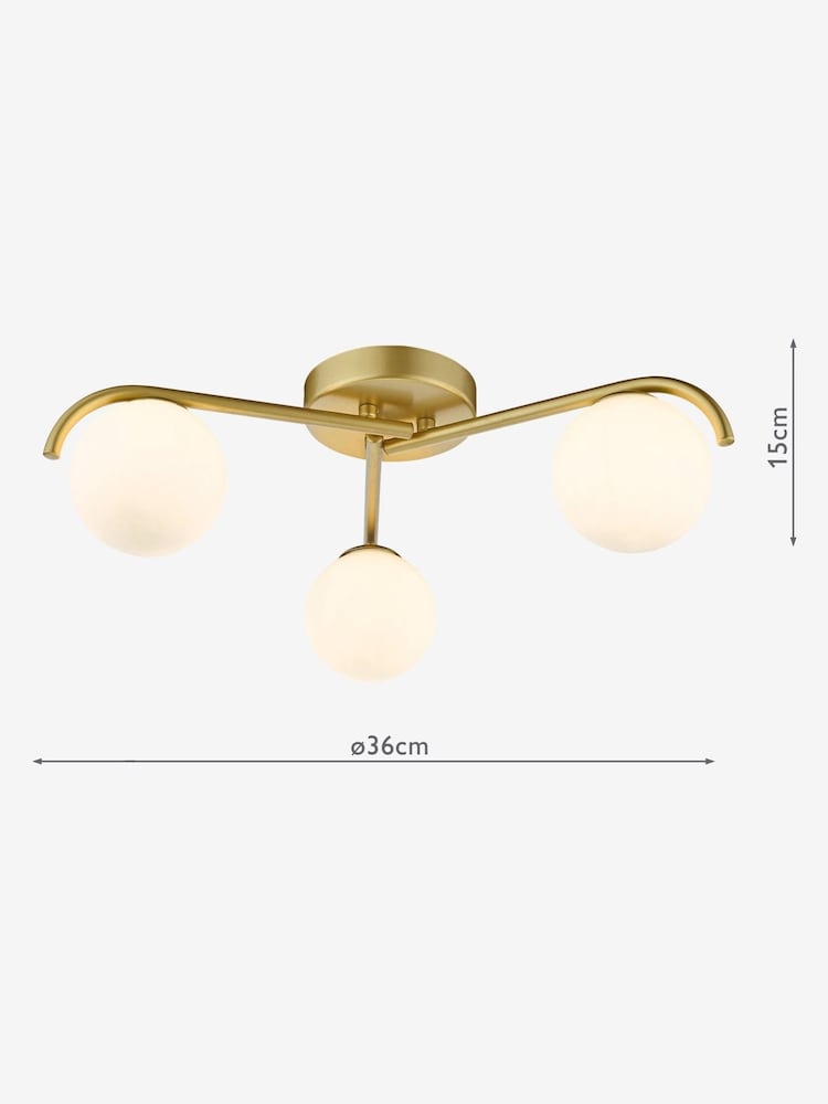 Dar Lighting Satin Gold Opal Glass Orlena 3lt Flush Light - Image 7 of 7 Dar Lighting Satin Gold Opal Glass Orlena 3lt Flush Light - Image 7 of 7