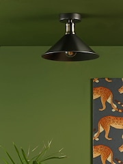 Dar Lighting Matt Grey Antique Brass Jalen Flush Light - Image 2 of 6