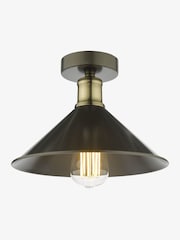 Dar Lighting Matt Grey Antique Brass Jalen Flush Light - Image 3 of 6