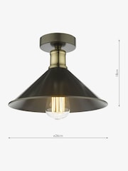 Dar Lighting Matt Grey Antique Brass Jalen Flush Light - Image 6 of 6