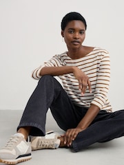 Seasalt Cornwall Brown Sailor 3/4 Sleeve Top in Cotton Jersey - Image 5 of 9