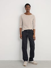 Seasalt Cornwall Brown Sailor 3/4 Sleeve Top in Cotton Jersey - Image 6 of 9