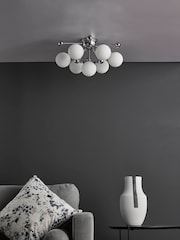 Dar Lighting Polished Chrome Opal Glass Ursa 7lt Flush Light - Image 2 of 8