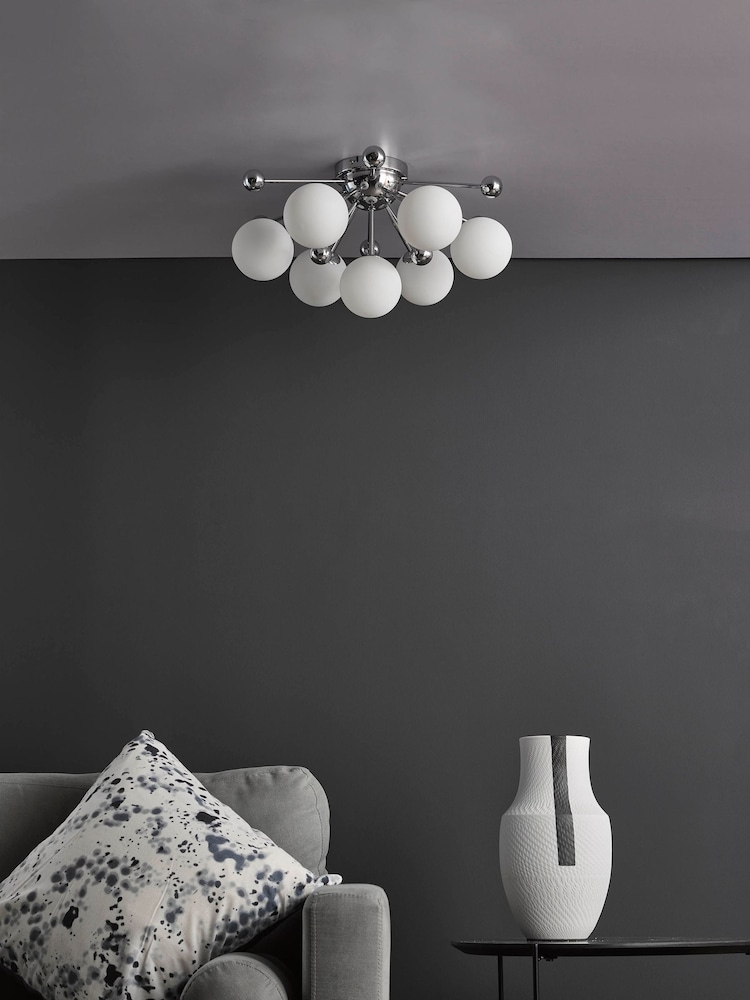 Dar Lighting Polished Chrome Opal Glass Ursa 7lt Flush Light - Image 2 of 8
