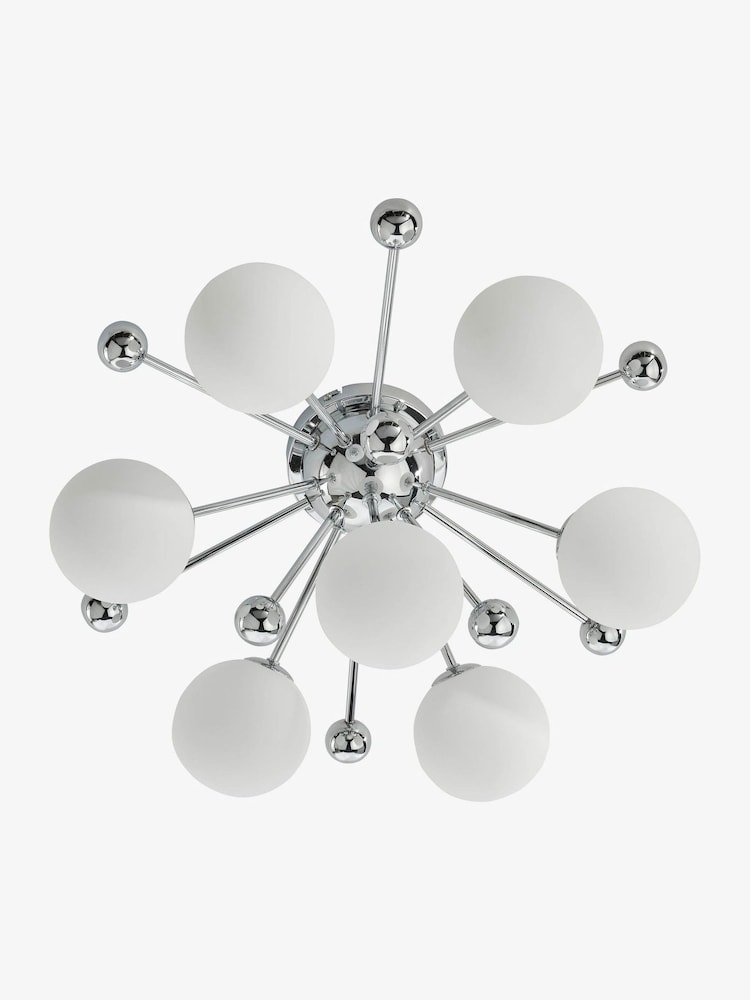 Dar Lighting Polished Chrome Opal Glass Ursa 7lt Flush Light - Image 8 of 8