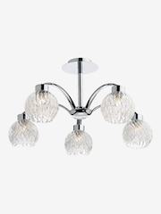 Dar Lighting Polished Chrome Ribbed Glass Yasmin 5lt Semi Flush Light - Image 1 of 4