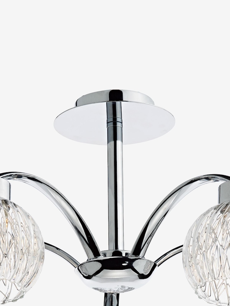 Dar Lighting Polished Chrome Ribbed Glass Yasmin 5lt Semi Flush Light - Image 2 of 4