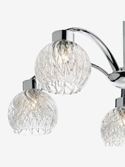 Dar Lighting Polished Chrome Ribbed Glass Yasmin 5lt Semi Flush Light - Image 3 of 4