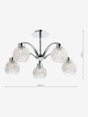 Dar Lighting Polished Chrome Ribbed Glass Yasmin 5lt Semi Flush Light - Image 4 of 4