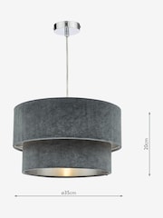 Dar Lighting Grey Easy Fit Suvan Pendant Light - Image 4 of 6