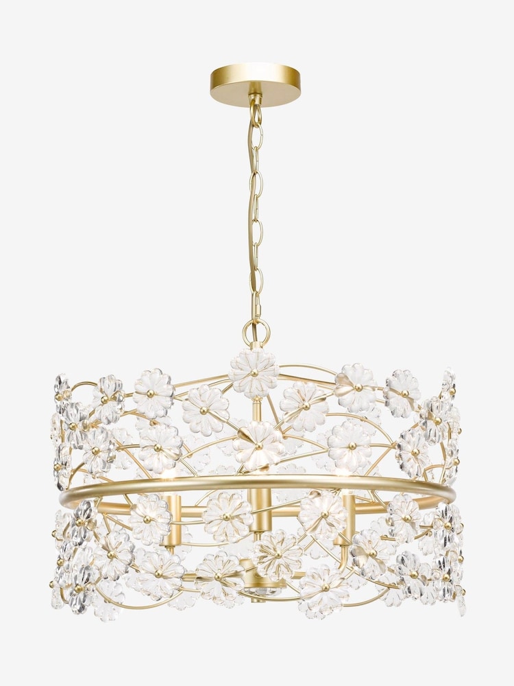 Dar Lighting Satin Gold Glass Fonda 3lt Pendant Light - Image 2 of 6