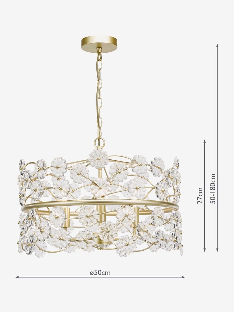 Dar Lighting Satin Gold Glass Fonda 3lt Pendant Light - Image 6 of 6