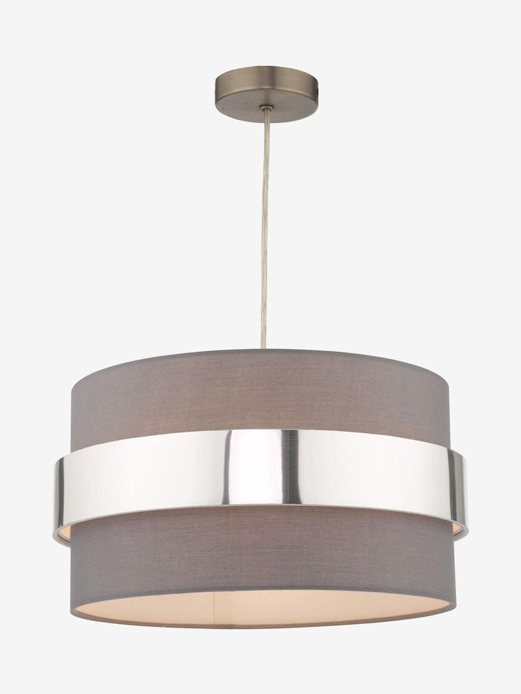 Dar Lighting Grey Easy Fit Oki Pendant Light - Image 2 of 4 Dar Lighting Grey Easy Fit Oki Pendant Light - Image 2 of 4
