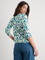 Seasalt Cornwall Blue Studio Glass 3/4 Sleeve Top - Image 3 of 5