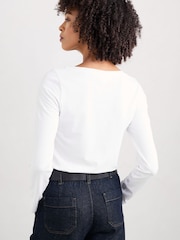 Seasalt Cornwall White Easel Long Sleeve Top in GOTS Certified Cotton Jersey - Image 1 of 6