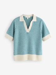Seasalt Cornwall Blue Reed Bunting Knitted Top in GOTS Certified Cotton - Image 1 of 1