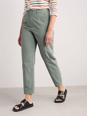 Seasalt Cornwall Green Mor Path Cotton Tapered Trousers - Image 1 of 5