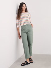 Seasalt Cornwall Green Mor Path Cotton Tapered Trousers - Image 3 of 5