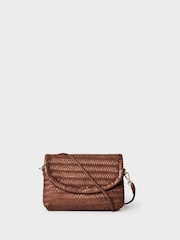 Osprey London The Joss Woven Leather Cross-Body Clutch Brown Bag - Image 1 of 4