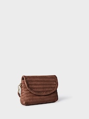 Osprey London The Joss Woven Leather Cross-Body Clutch Brown Bag - Image 2 of 4
