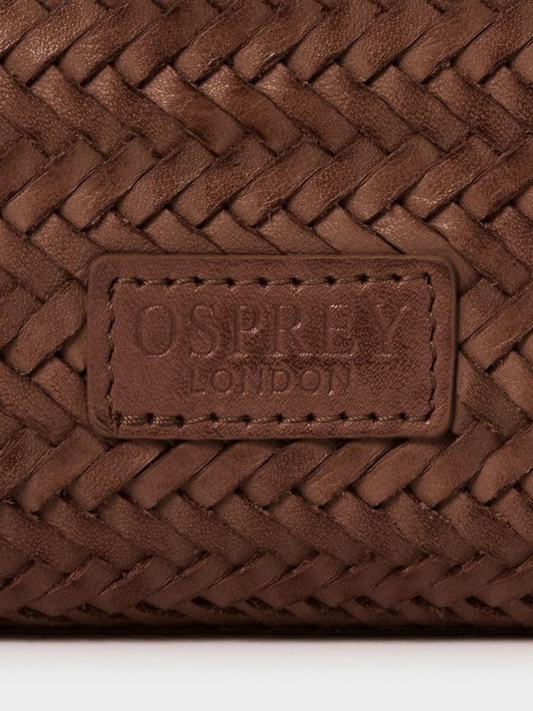 Osprey London The Joss Woven Leather Cross-Body Clutch Brown Bag - Image 4 of 4