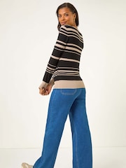 Roman Black Contrast Zig Zag Knitted Jumper - Image 3 of 5