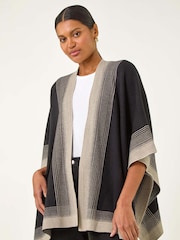 Roman Black Gradient Longline Knit Poncho - Image 4 of 5