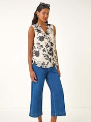 Roman Black Ruffle Front Vest Top - Image 1 of 5