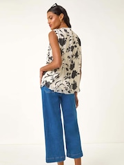 Roman Black Ruffle Front Vest Top - Image 2 of 5