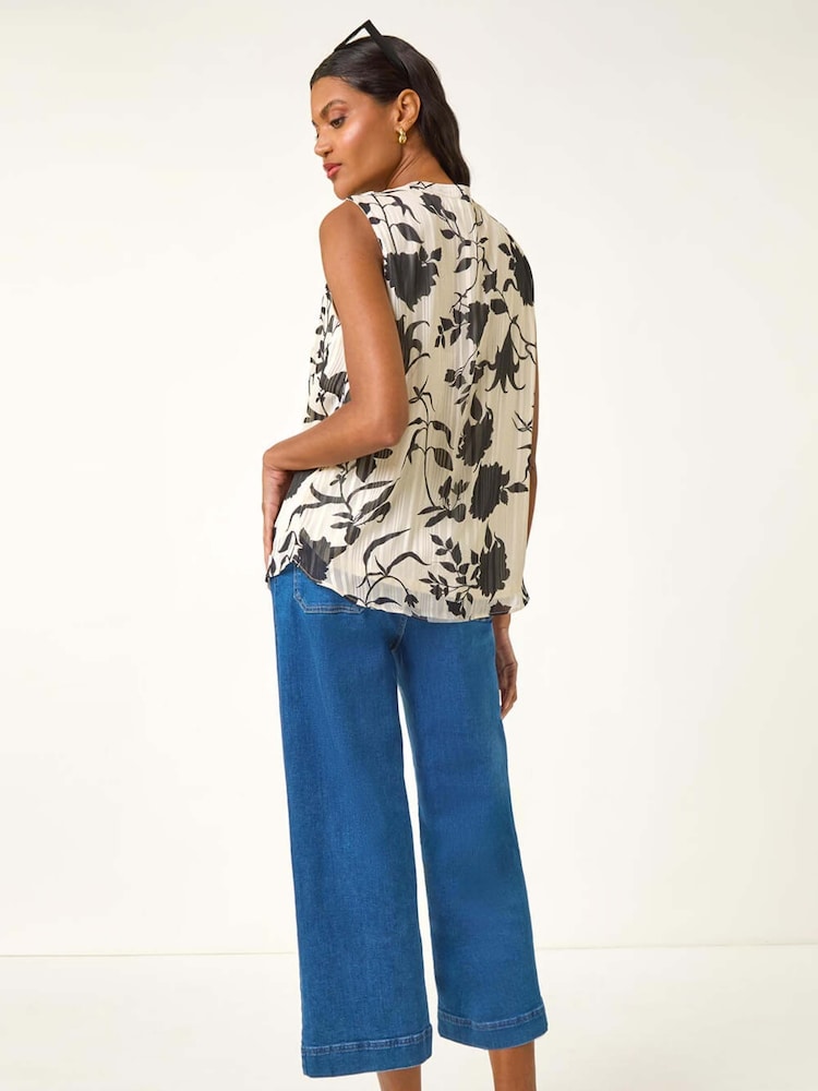 Roman Black Ruffle Front Vest Top - Image 2 of 5