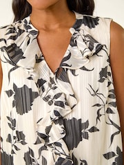 Roman Black Ruffle Front Vest Top - Image 4 of 5