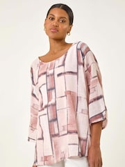 Rosa - Roman Blusa abstrata Print Tunic - Imagem 2 de 5