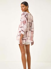 Rosa - Roman Blusa abstrata Print Tunic - Imagem 3 de 5