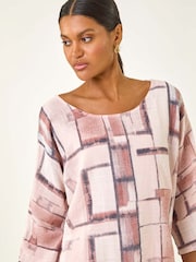 Rosa - Roman Blusa abstrata Print Tunic - Imagem 4 de 5