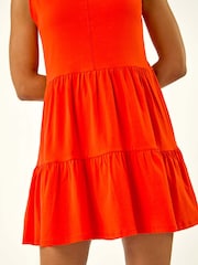 Roman Orange Cotton Tiered Stretch Dress - Image 5 of 5