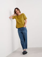 Seasalt Cornwall Yellow Bryher View T-Shirt in Cotton - Image 1 of 5