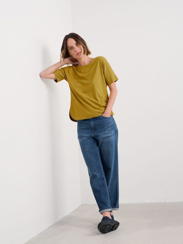 Seasalt Cornwall Yellow Bryher View T-Shirt in Cotton - Image 1 of 5 Seasalt Cornwall Yellow Bryher View T-Shirt in Cotton - Image 1 of 5