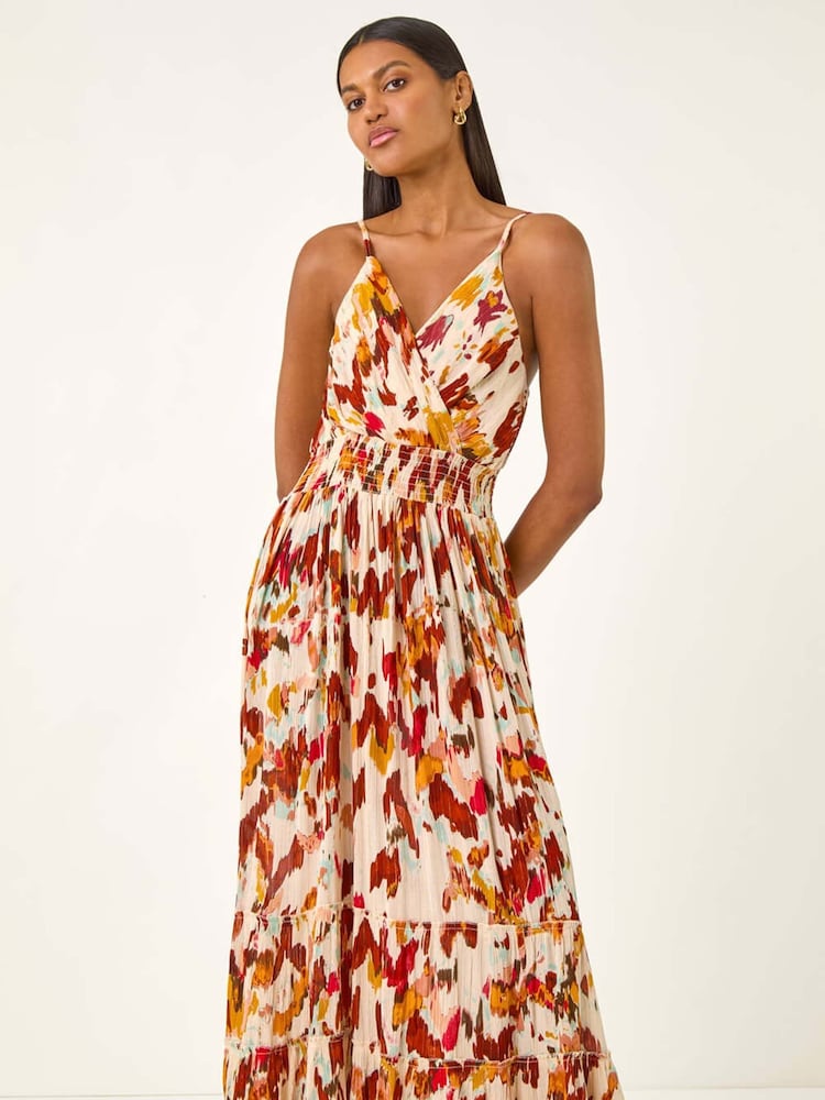Roman Red Abstract Tassel Trim Maxi Dress - Image 1 of 5