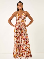 Roman Red Abstract Tassel Trim Maxi Dress - Image 2 of 5