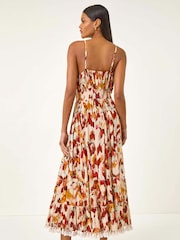 Roman Red Abstract Tassel Trim Maxi Dress - Image 3 of 5