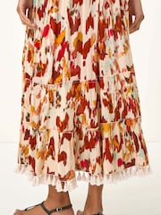 Roman Red Abstract Tassel Trim Maxi Dress - Image 5 of 5