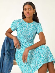 Roman Blue Abstract Print Jersey Dress - Image 1 of 5