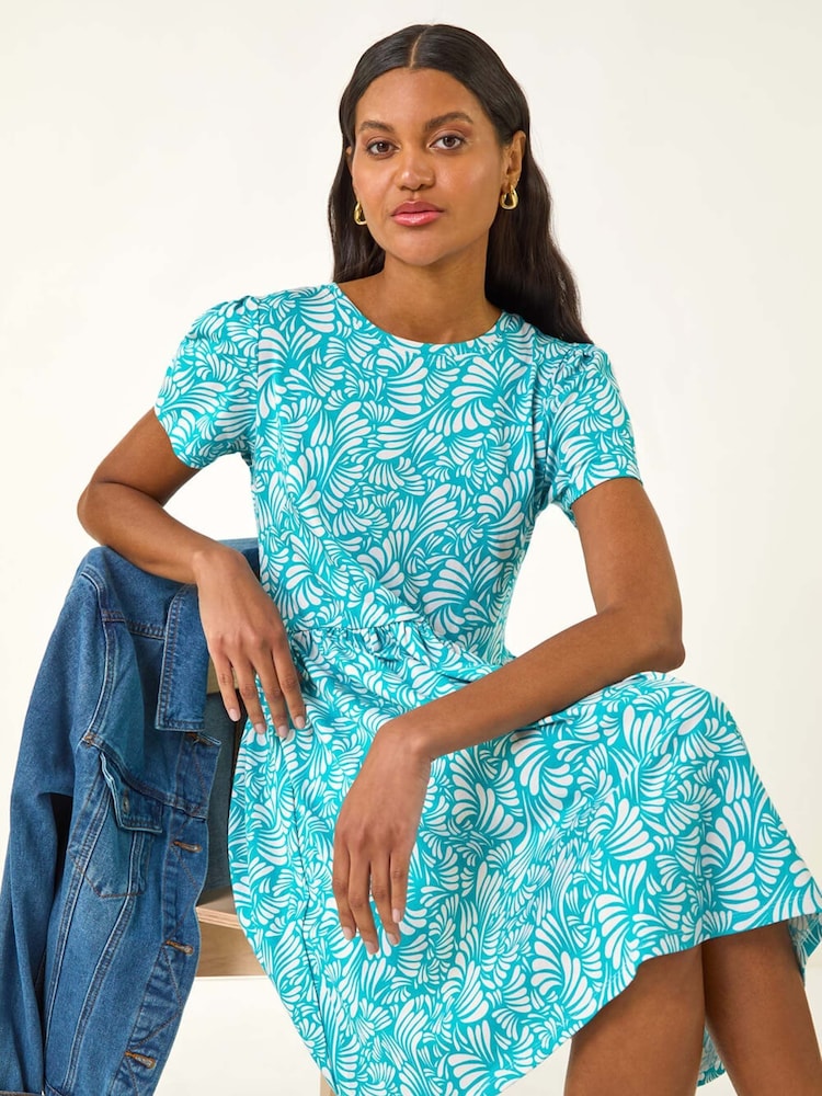 Roman Blue Abstract Print Jersey Dress - Image 1 of 5
