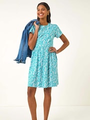 Roman Blue Abstract Print Jersey Dress - Image 2 of 5