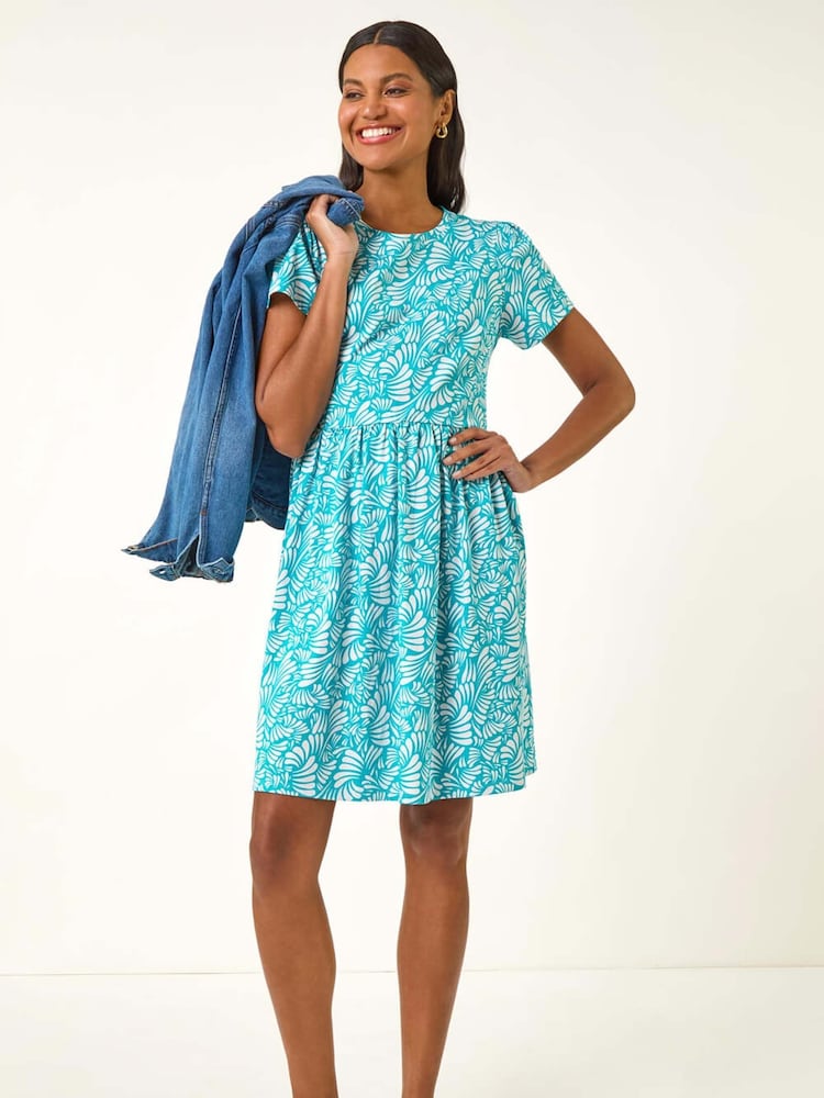 Roman Blue Abstract Print Jersey Dress - Image 2 of 5