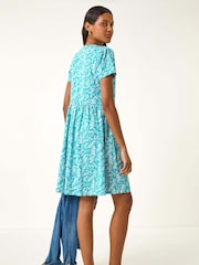 Roman Blue Abstract Print Jersey Dress - Image 3 of 5