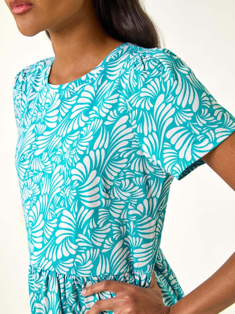 Roman Blue Abstract Print Jersey Dress - Image 5 of 5